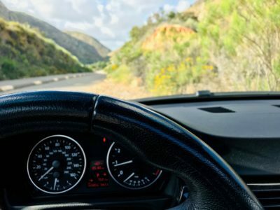 a car driving on a road