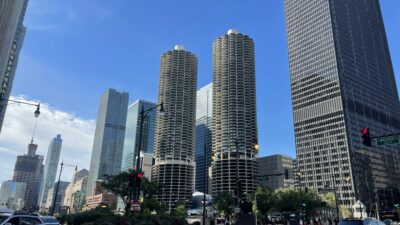a city with tall buildings